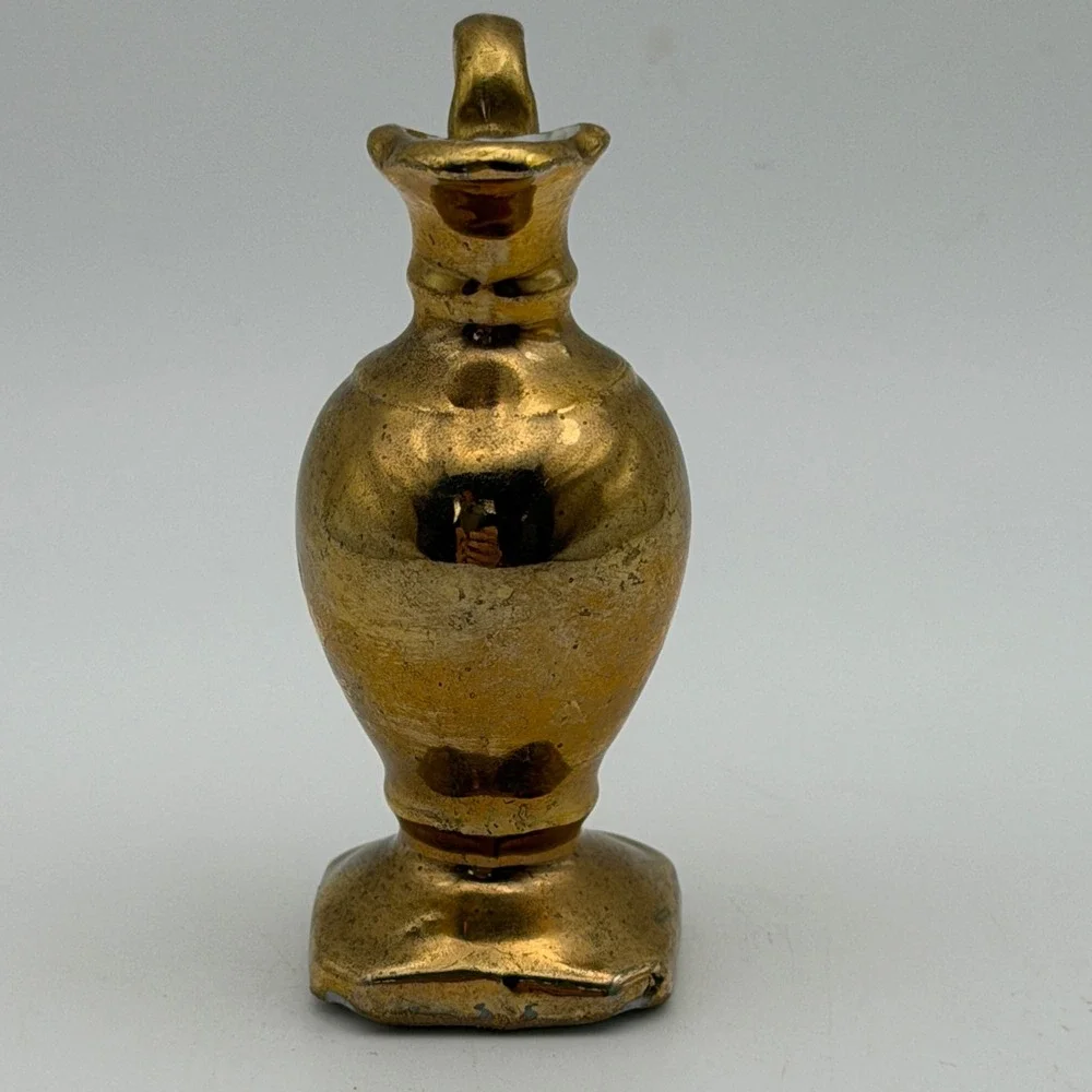 VTG Mini Gold Brass Style Pitcher Japan Ceramic Small Ewer‎ Mid Century Retro